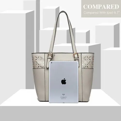 LG1943 - MISS LULU LASER CUT OUT TOTE SHOPPER BAG - GREY by All Mart Bristol Ltd