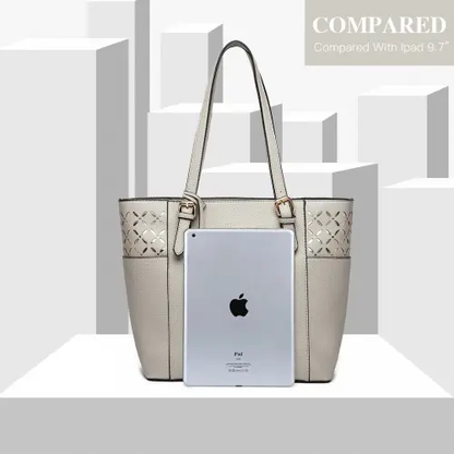 LG1943 - MISS LULU LASER CUT OUT TOTE SHOPPER BAG - GREY by All Mart Bristol Ltd