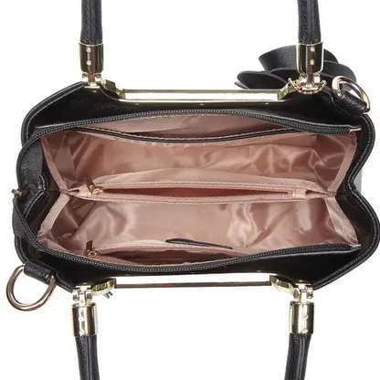 LG1847 - MISS LULU PU LEATHER ROSE HANGING ORNAMENT HANDBAG - BLACK by All Mart Bristol Ltd