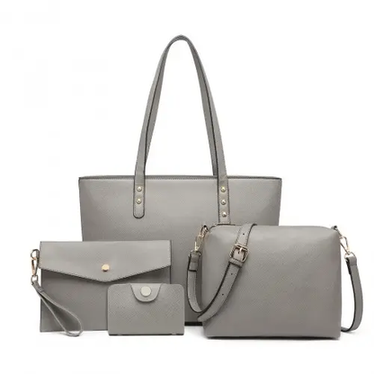 LG6931 - Miss Lulu 4 Piece Handbag Set - Grey by All Mart Bristol Ltd
