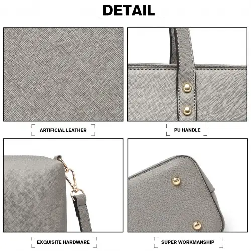 LG6931 - Miss Lulu 4 Piece Handbag Set - Grey by All Mart Bristol Ltd