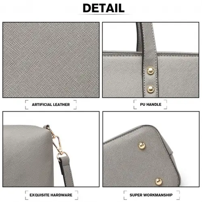LG6931 - Miss Lulu 4 Piece Handbag Set - Grey by All Mart Bristol Ltd