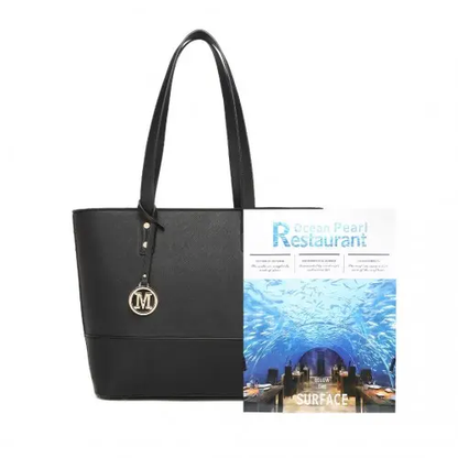 LG2023 - Miss Lulu Elegant 3-Piece Leather Look Tote Bag Set - Versatile & Chic for Every Occasion - Black by All Mart Bristol Ltd