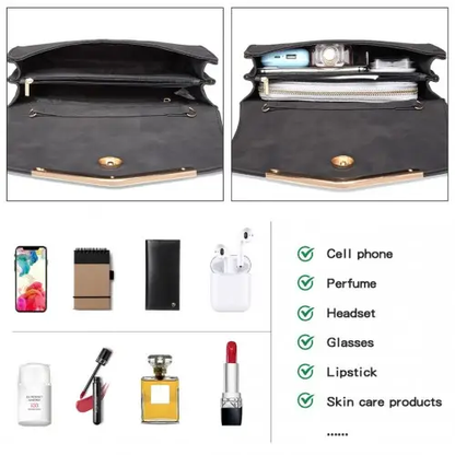 LH1756 - Miss Lulu Leather Look Envelope Clutch Bag - Black by All Mart Bristol Ltd