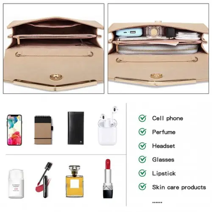 LH1756 - Miss Lulu Leather Look Envelope Clutch Bag - Beige by All Mart Bristol Ltd