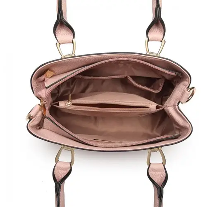 LG6865 - Miss Lulu Leather Look Weave Effect Shoulder Bag - Pink by All Mart Bristol Ltd
