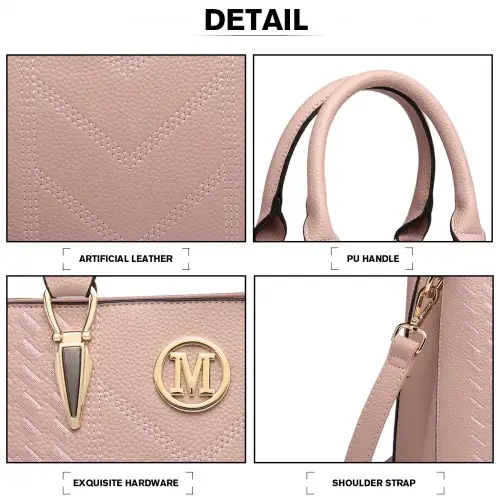 LG6865 - Miss Lulu Leather Look Weave Effect Shoulder Bag - Pink by All Mart Bristol Ltd