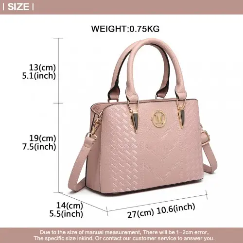 LG6865 - Miss Lulu Leather Look Weave Effect Shoulder Bag - Pink by All Mart Bristol Ltd