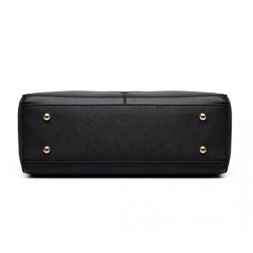 LG6632 - Miss Lulu Leather Look V-Shape Multicolour Tote Bag - Black by All Mart Bristol Ltd