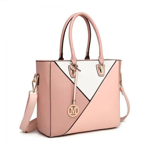 LG2013 - Miss Lulu Leather Look Geometric Ombre Handbag - Nude by All Mart Bristol Ltd
