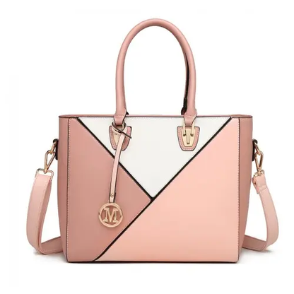 LG2013 - Miss Lulu Leather Look Geometric Ombre Handbag - Nude by All Mart Bristol Ltd