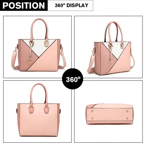 LG2013 - Miss Lulu Leather Look Geometric Ombre Handbag - Nude by All Mart Bristol Ltd