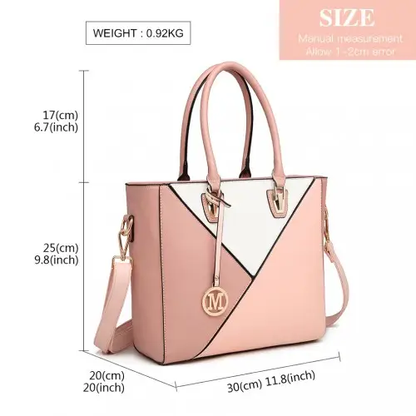 LG2013 - Miss Lulu Leather Look Geometric Ombre Handbag - Nude by All Mart Bristol Ltd