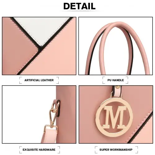 LG2013 - Miss Lulu Leather Look Geometric Ombre Handbag - Nude by All Mart Bristol Ltd