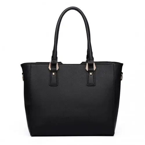 LG6632 - Miss Lulu Leather Look V-Shape Multicolour Tote Bag - Brown by All Mart Bristol Ltd