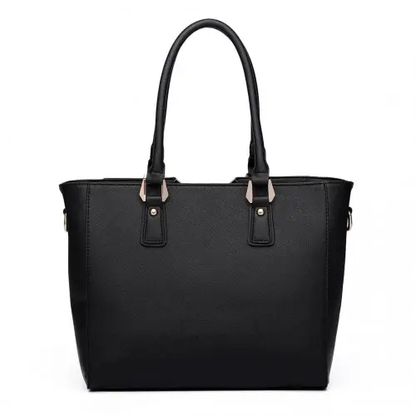 LG6632 - Miss Lulu Leather Look V-Shape Multicolour Tote Bag - Brown by All Mart Bristol Ltd