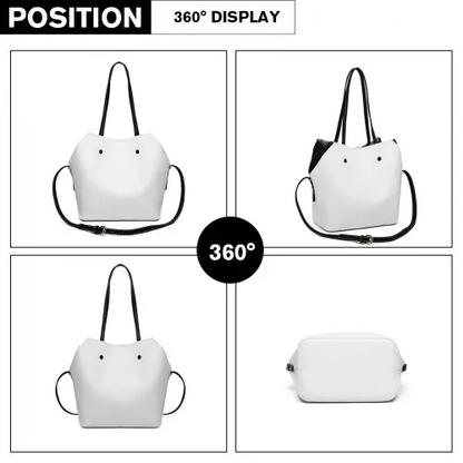 LH1908 - MISS LULU 2 PIECE MULTI-WAY SHOULDER TOTE BAG - WHITE by All Mart Bristol Ltd