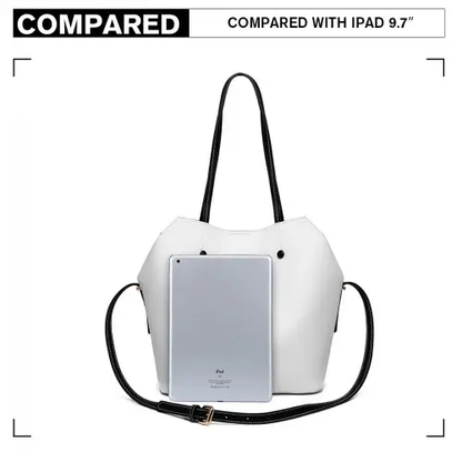 LH1908 - MISS LULU 2 PIECE MULTI-WAY SHOULDER TOTE BAG - WHITE by All Mart Bristol Ltd