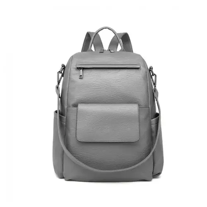 LH2012 - Miss Lulu Large Leather Look Backpack - Grey by All Mart Bristol Ltd
