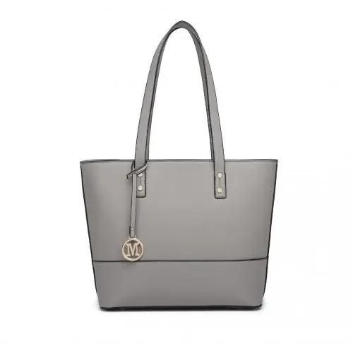 LG2023 - Miss Lulu Elegant 3-Piece Leather Look Tote Bag Set - Versatile & Chic for Every Occasion - Grey by All Mart Bristol Ltd