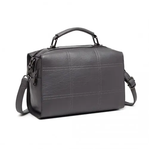 LH2067 - Miss Lulu Multi-Compartment Cross-Body Handbag - Grey by All Mart Bristol Ltd