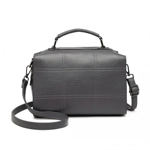 LH2067 - Miss Lulu Multi-Compartment Cross-Body Handbag - Grey by All Mart Bristol Ltd