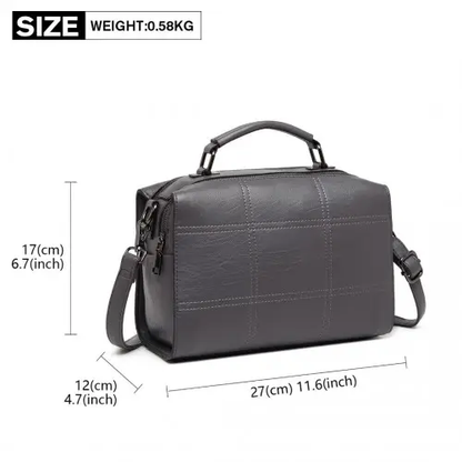 LH2067 - Miss Lulu Multi-Compartment Cross-Body Handbag - Grey by All Mart Bristol Ltd