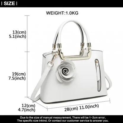 LG1847 - MISS LULU PU LEATHER ROSE HANGING ORNAMENT HANDBAG - WHITE by All Mart Bristol Ltd