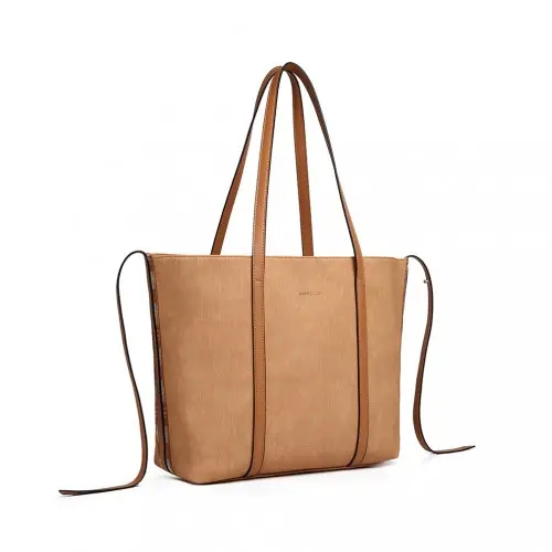 LG1922 - MISS LULU LEATHER LOOK TWO WAY TOTE SHOULDER BAG - KHAKI by All Mart Bristol Ltd