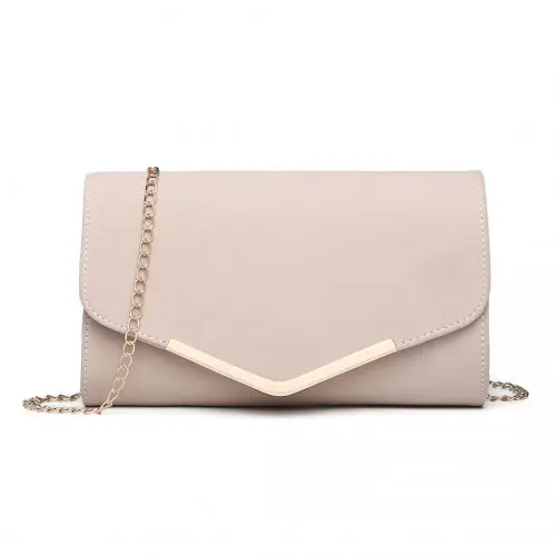 LH1756 - Miss Lulu Leather Look Envelope Clutch Bag - Pink by All Mart Bristol Ltd