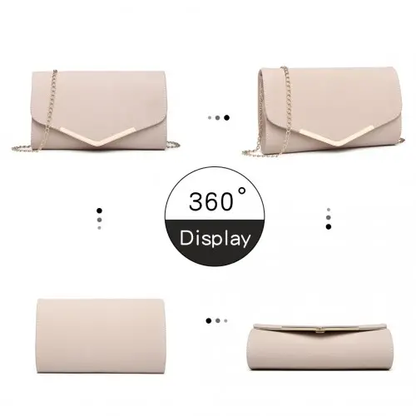 LH1756 - Miss Lulu Leather Look Envelope Clutch Bag - Pink by All Mart Bristol Ltd