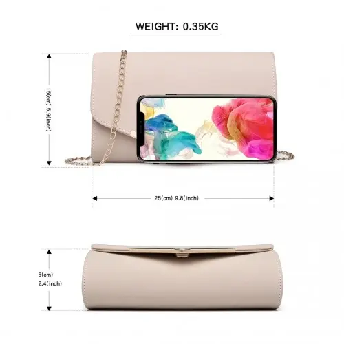 LH1756 - Miss Lulu Leather Look Envelope Clutch Bag - Pink by All Mart Bristol Ltd