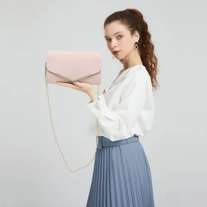 LH1756 - Miss Lulu Leather Look Envelope Clutch Bag - Pink by All Mart Bristol Ltd