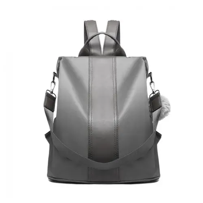 LG1903 - Miss Lulu Two Way Backpack Shoulder Bag with Pom Pom Pendant - Grey by All Mart Bristol Ltd