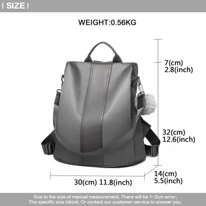 LG1903 - Miss Lulu Two Way Backpack Shoulder Bag with Pom Pom Pendant - Grey by All Mart Bristol Ltd