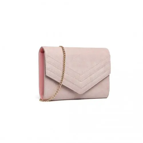 LP1963 - MISS LULU CHEVRON ENVELOPE CLUTCH BAG - PINK by All Mart Bristol Ltd