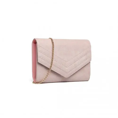 LP1963 - MISS LULU CHEVRON ENVELOPE CLUTCH BAG - PINK by All Mart Bristol Ltd