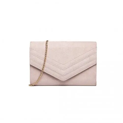 LP1963 - MISS LULU CHEVRON ENVELOPE CLUTCH BAG - PINK by All Mart Bristol Ltd