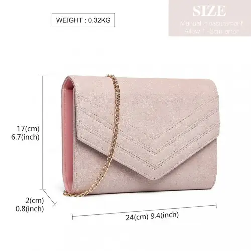 LP1963 - MISS LULU CHEVRON ENVELOPE CLUTCH BAG - PINK by All Mart Bristol Ltd