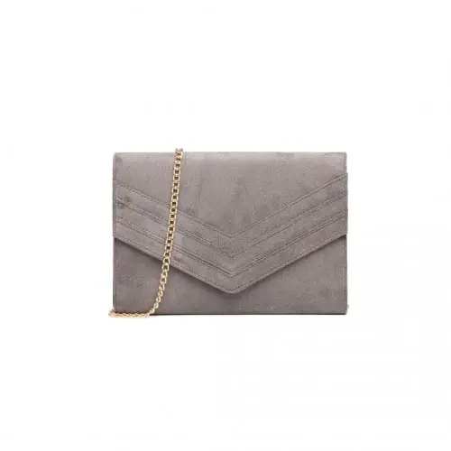 LP1963 - MISS LULU CHEVRON ENVELOPE CLUTCH BAG - GREY by All Mart Bristol Ltd