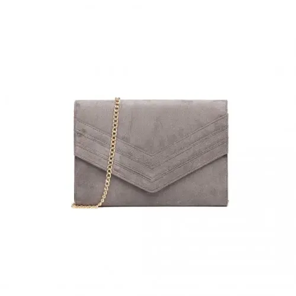 LP1963 - MISS LULU CHEVRON ENVELOPE CLUTCH BAG - GREY by All Mart Bristol Ltd