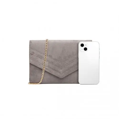 LP1963 - MISS LULU CHEVRON ENVELOPE CLUTCH BAG - GREY by All Mart Bristol Ltd