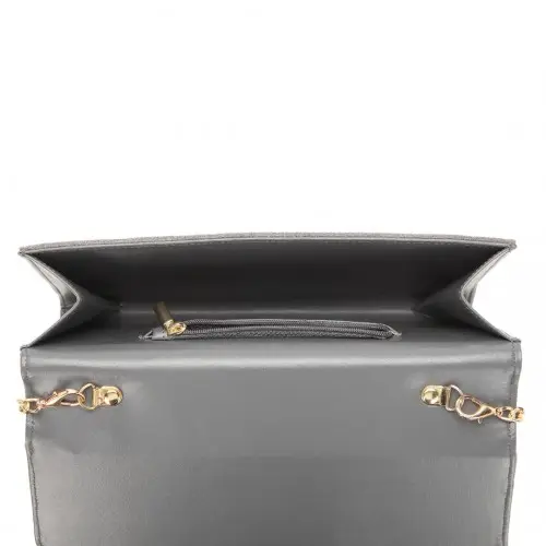 LP1963 - MISS LULU CHEVRON ENVELOPE CLUTCH BAG - GREY by All Mart Bristol Ltd