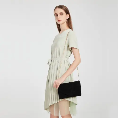 LP1963 - MISS LULU CHEVRON ENVELOPE CLUTCH BAG - GREY by All Mart Bristol Ltd