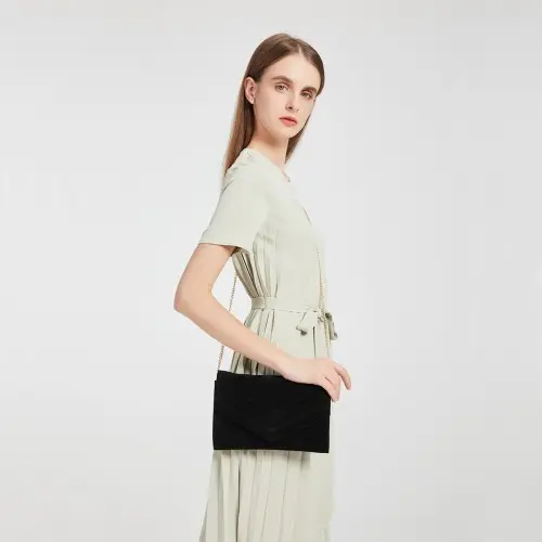 LP1963 - MISS LULU CHEVRON ENVELOPE CLUTCH BAG - GREY by All Mart Bristol Ltd
