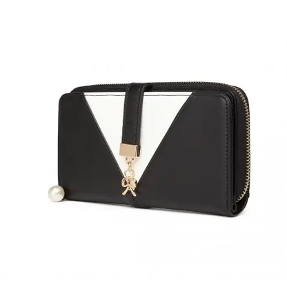 LP2216 - Miss Lulu Two Tone Women's Leather Look Clutch Purse - Black by All Mart Bristol Ltd