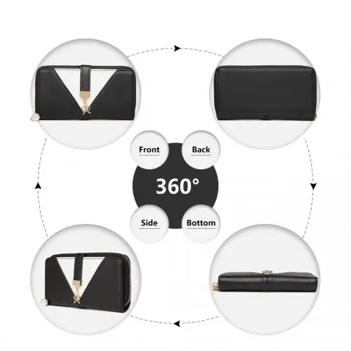 LP2216 - Miss Lulu Two Tone Women's Leather Look Clutch Purse - Black by All Mart Bristol Ltd