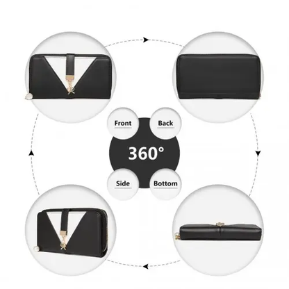 LP2216 - Miss Lulu Two Tone Women's Leather Look Clutch Purse - Black by All Mart Bristol Ltd