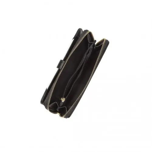 LP2216 - Miss Lulu Two Tone Women's Leather Look Clutch Purse - Black by All Mart Bristol Ltd