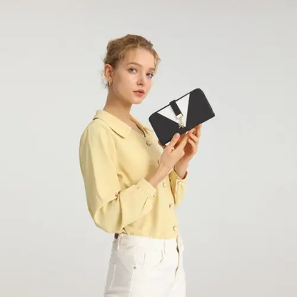 LP2216 - Miss Lulu Two Tone Women's Leather Look Clutch Purse - Black by All Mart Bristol Ltd